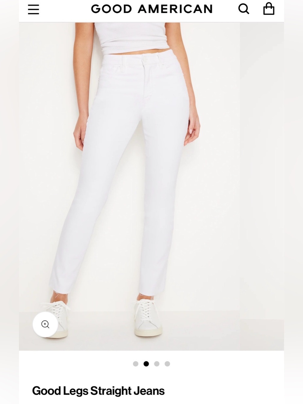 *last chance *Good American White Cropped Straight Jeans